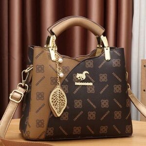 FIDM&KAIN Brown & Tan Monogram Crossbody Bag
